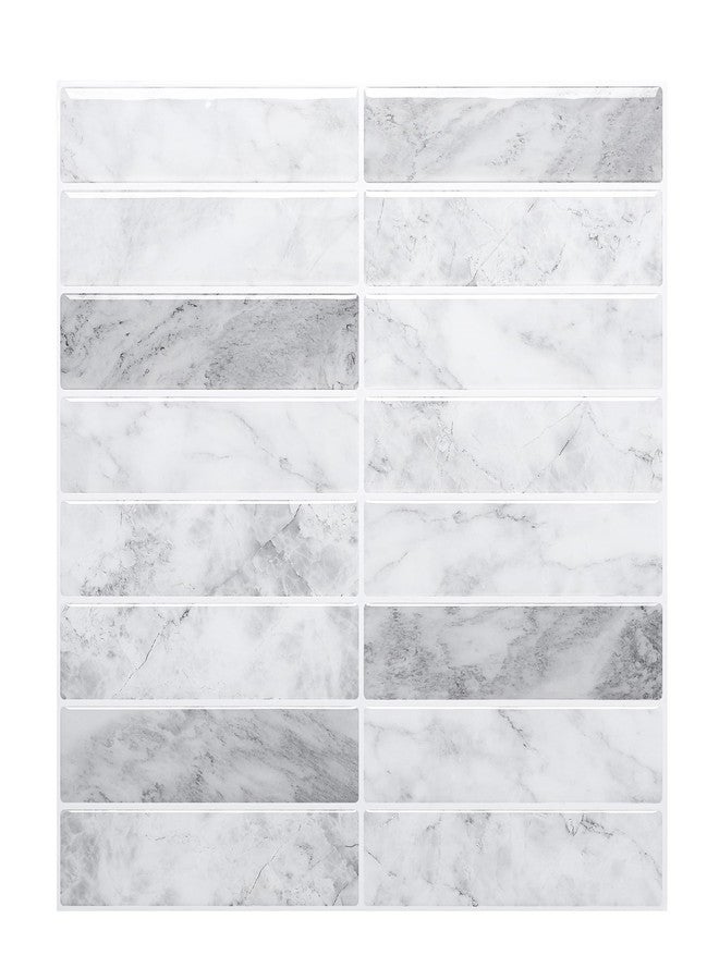 ReWallpaper لوحة حائط من ReWallpaper، مكونة من 17 ورقة، بيضاء ورمادية، قابلة للتقشير واللصق، بتصميم رخامي ثلاثي الأبعاد، مقاومة للماء، مناسبة للمطبخ، أو مدفأة، أو سيارة ترفيهية، أو لوح حائط قابل للإزالة، مقاس 12×12 بوصة - Image 4