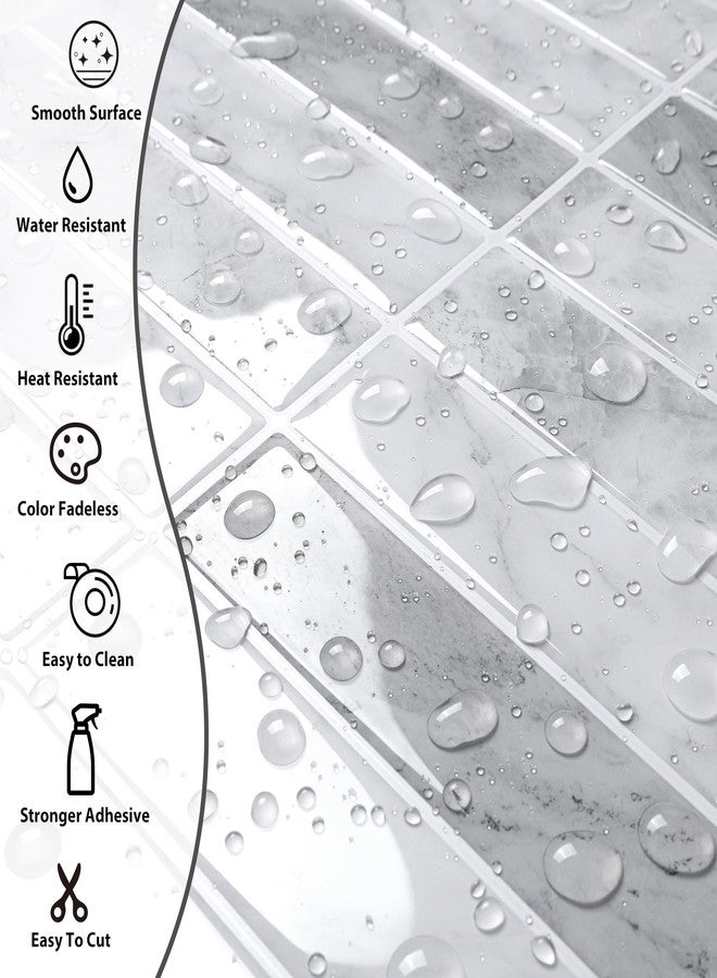 ReWallpaper لوحة حائط من ReWallpaper، مكونة من 17 ورقة، بيضاء ورمادية، قابلة للتقشير واللصق، بتصميم رخامي ثلاثي الأبعاد، مقاومة للماء، مناسبة للمطبخ، أو مدفأة، أو سيارة ترفيهية، أو لوح حائط قابل للإزالة، مقاس 12×12 بوصة - Image 3