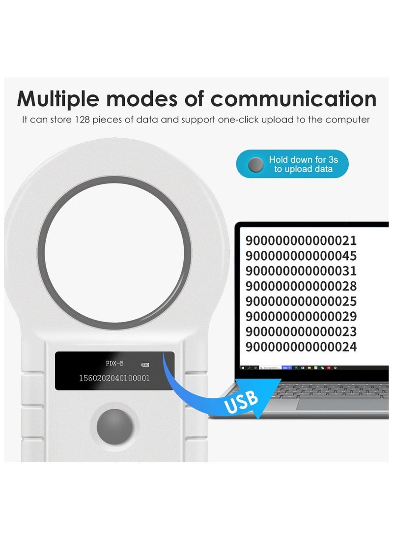 Generic 134.2KHz RFID Animal Reader - 15 Digits 125KHz Pet ID Scanner for EMID FDX-B ISO 11784/85 Microchip Tag Registration for Cow, Fish, Dog  - Image 3