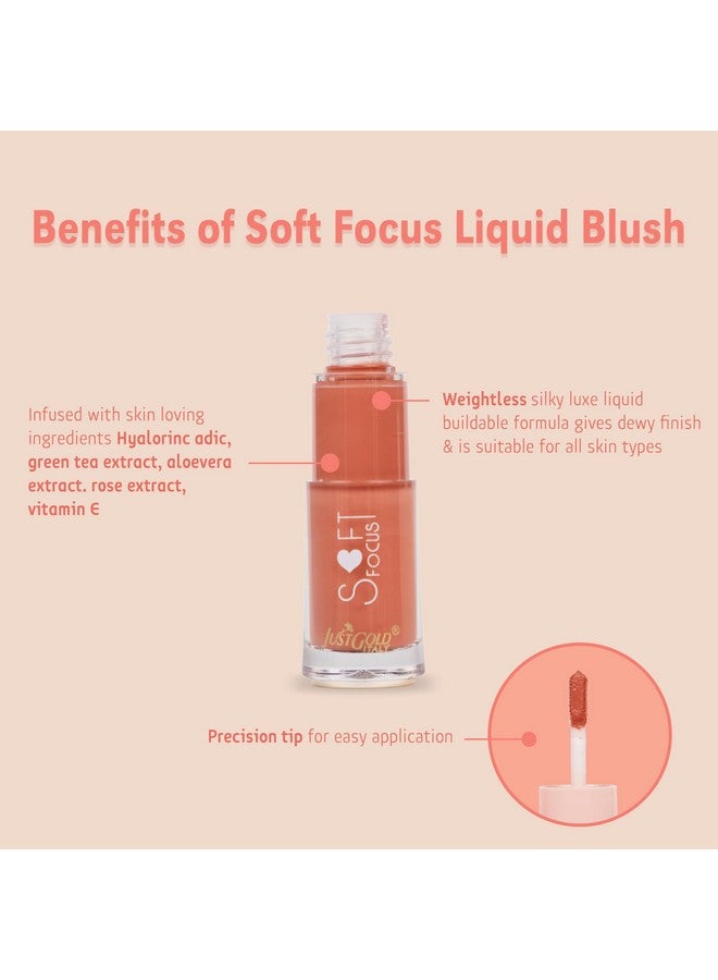 JUST GOLD Justgold Soft Focus Liquid Blush with Dewy & Radiant Finish, Highly Pigmented Formula, Lightweight, Long-lasting, Buildable and Blendable for All Skin Types (Petal - 05, 5 ML) - Image 3