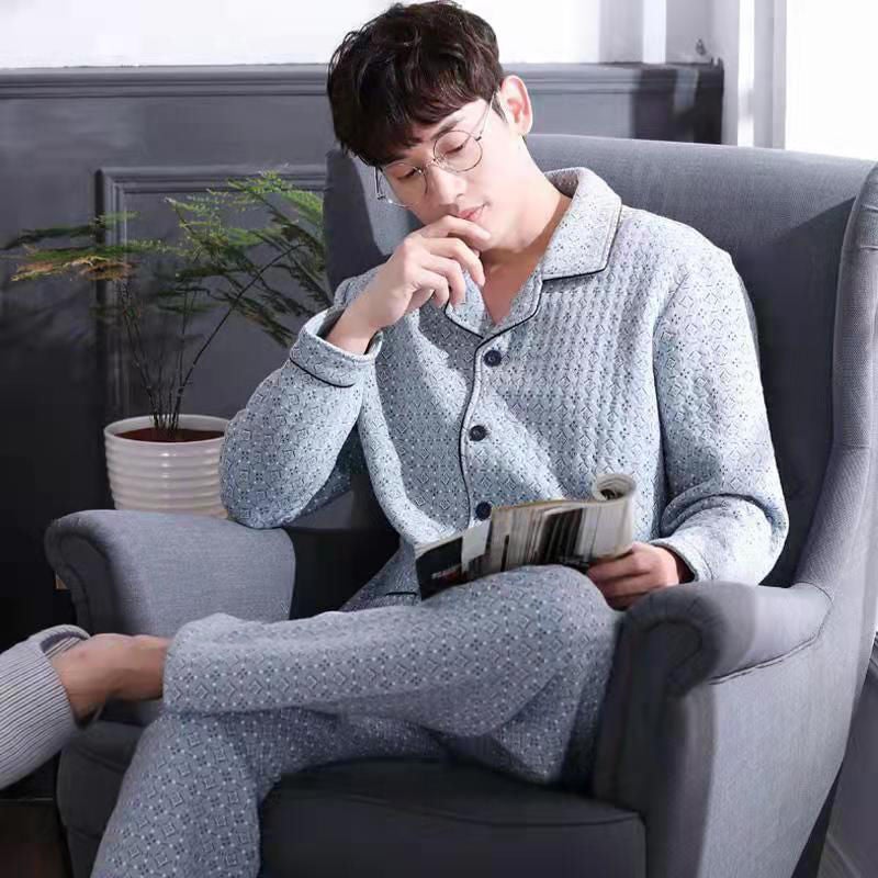 بيجامات شتوية سميكة للرجال - ملابس منزلية من قطن الهواء المعزول للرجال بحجم زائد - Image 3