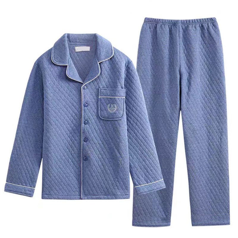 بيجامات شتوية سميكة للرجال - ملابس منزلية من قطن الهواء المعزول للرجال بحجم زائد - Image 4