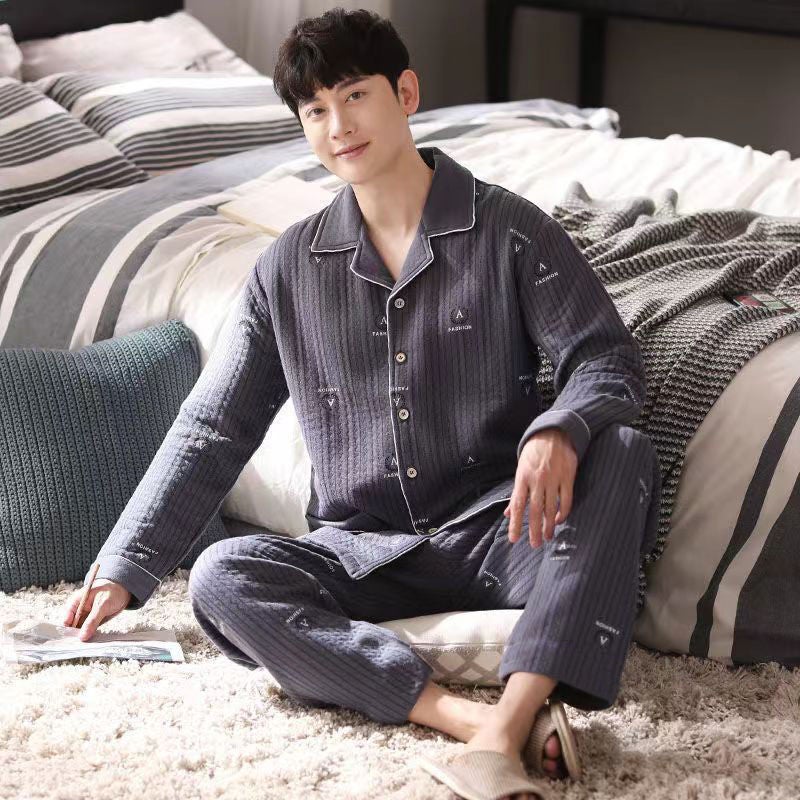 بيجامات شتوية سميكة للرجال - ملابس منزلية من قطن الهواء المعزول للرجال بحجم زائد - Image 5