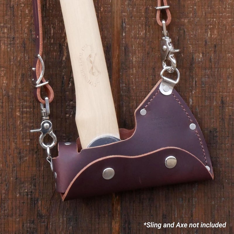 Council Tool Leather Sheath - Wood Craft Pack Axe Bit Cover with D-Rings for Shoulder Strap, Made in The USA - AM-SHEATH13 CL - Image 2