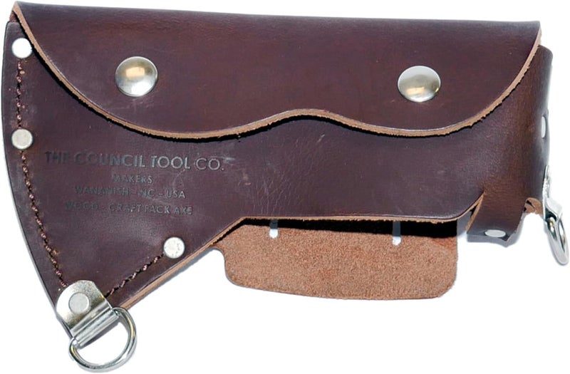 Council Tool Leather Sheath - Wood Craft Pack Axe Bit Cover with D-Rings for Shoulder Strap, Made in The USA - AM-SHEATH13 CL - Image 1