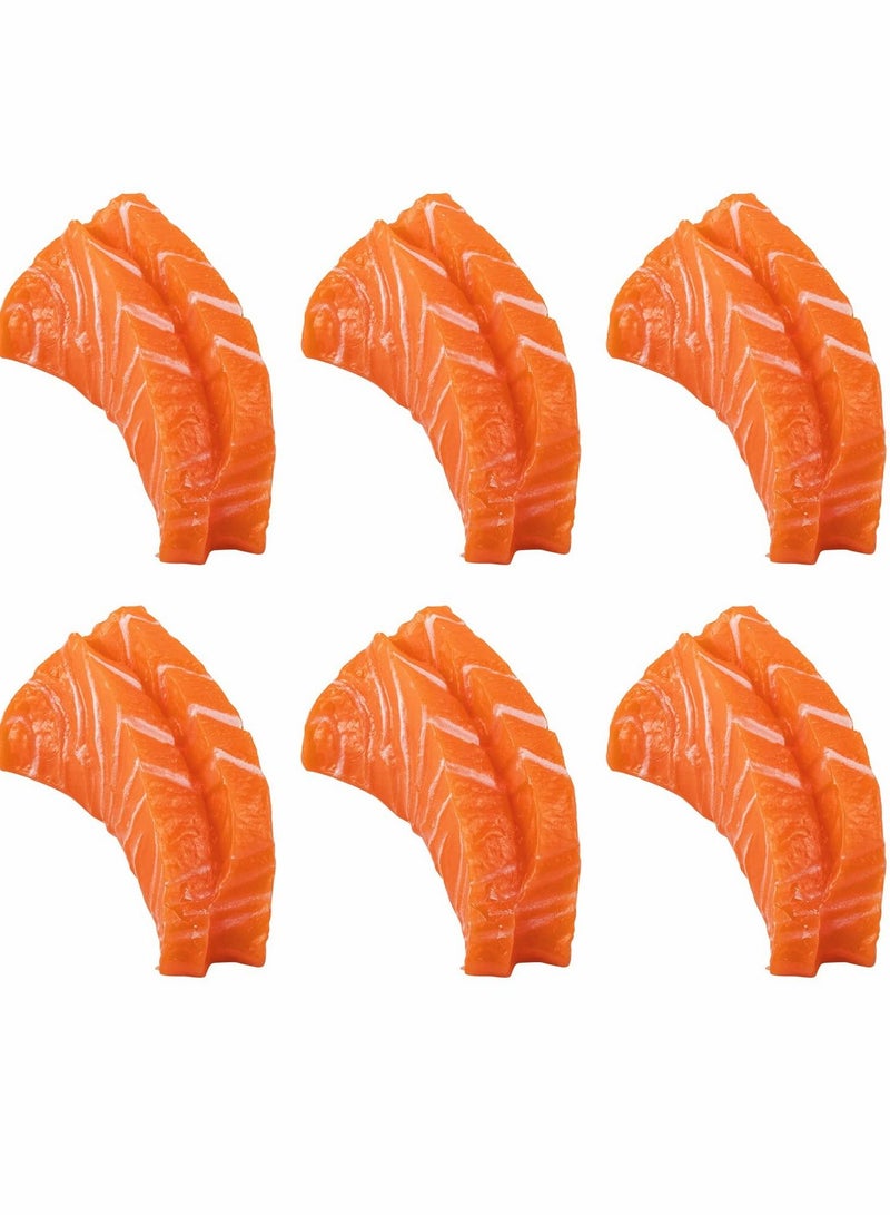 SYOSI 6-Pcs Artificial Simulation Salmon Fillet Model, Creative Fake Realistic Sashimi Ornament, Food Toys Suitable for Home Party Kitchen Japanese Restaurant Photography Decoration Props - Image 1