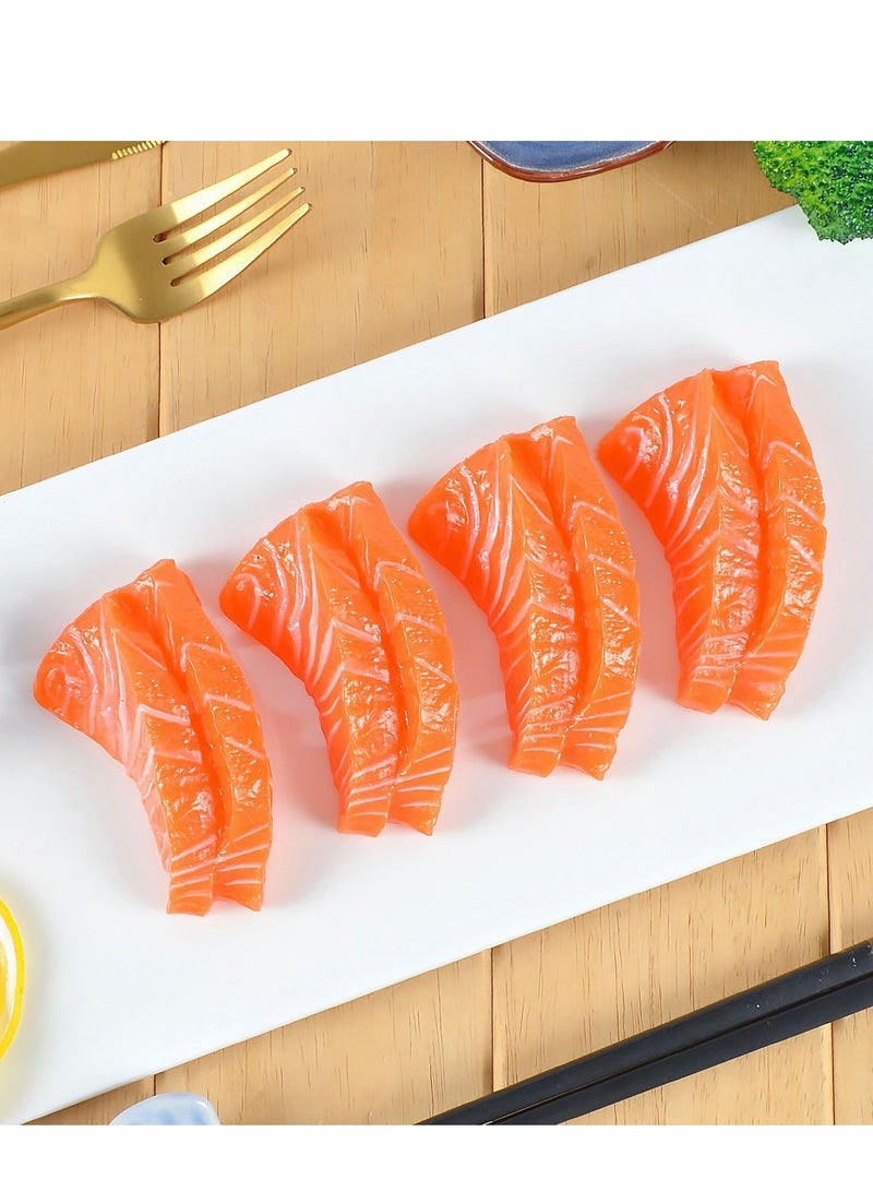 SYOSI 6-Pcs Artificial Simulation Salmon Fillet Model, Creative Fake Realistic Sashimi Ornament, Food Toys Suitable for Home Party Kitchen Japanese Restaurant Photography Decoration Props - Image 4