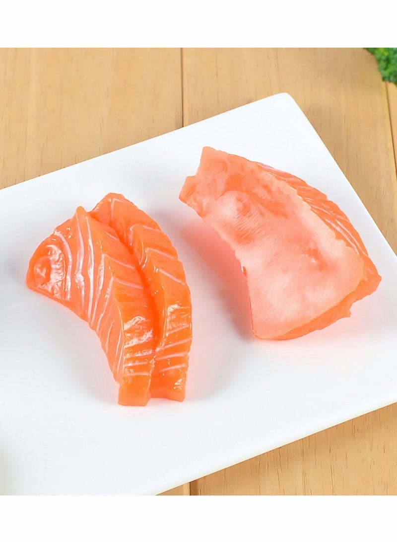 SYOSI 6-Pcs Artificial Simulation Salmon Fillet Model, Creative Fake Realistic Sashimi Ornament, Food Toys Suitable for Home Party Kitchen Japanese Restaurant Photography Decoration Props - Image 5