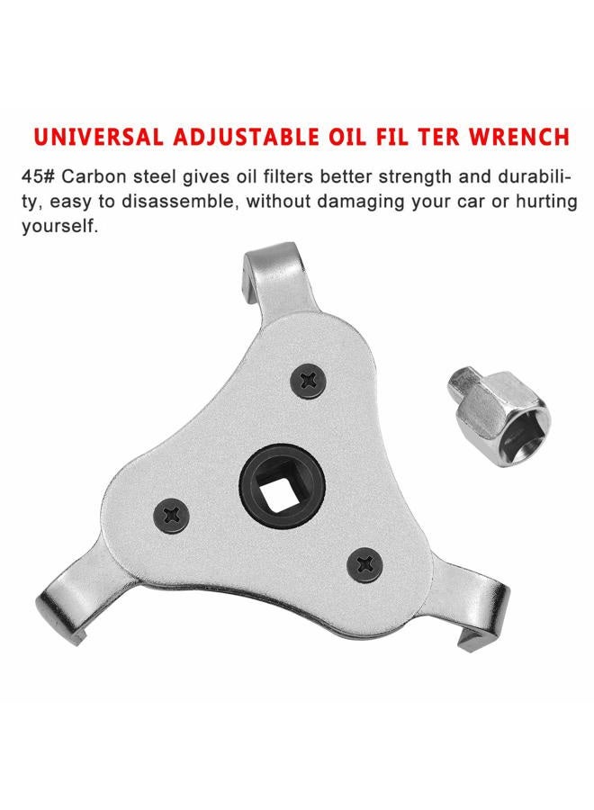 PEATOVIE Adjustable Oil Filter Wrench Remover Use From 2-1/2 inch to 4.5 inch Oil Filter Wrench Remover Tool Set 3 Jaw - Silver - Image 2