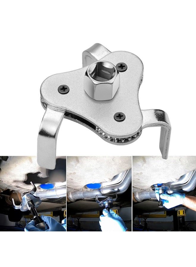 PEATOVIE Adjustable Oil Filter Wrench Remover Use From 2-1/2 inch to 4.5 inch Oil Filter Wrench Remover Tool Set 3 Jaw - Silver - Image 1