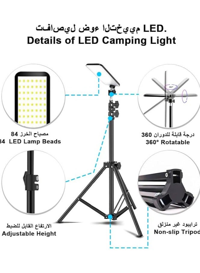 Hihonor LED Camping Light with Tripod Stand Work Light Fishing Rod Lamp Outdoor Tent Lamp Camping Lantern Portable Floor Light Pole Light 1680 Lumen USB Adjustable Height For Travel BBQ Emergency Car Repair  - Image 4