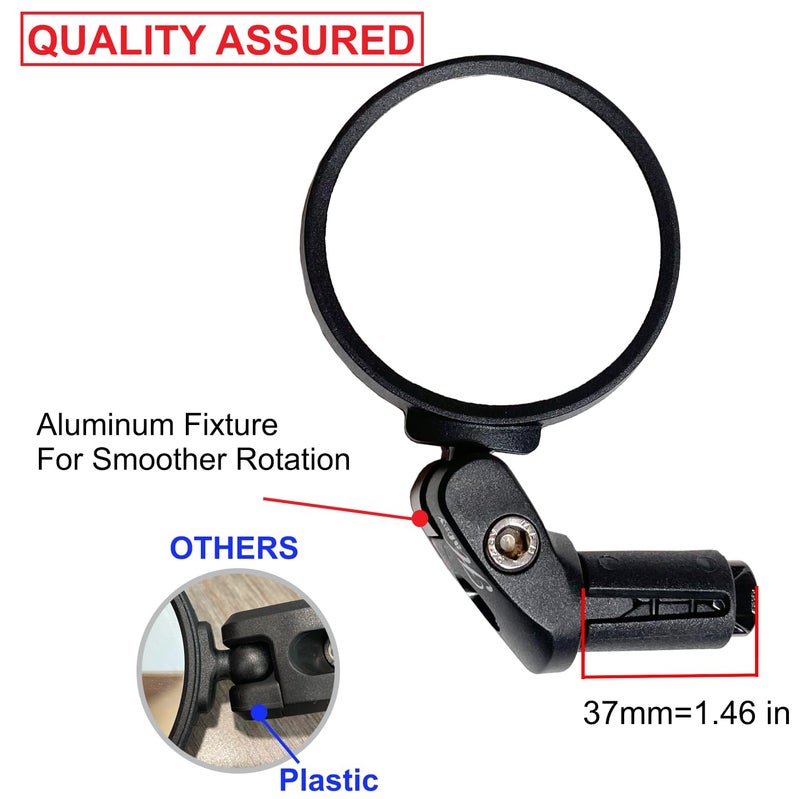 Hafny Bar End Bike/Bicycle Mirror, Stainless Steel Lens, Safe Adjustable Rearview Cycle/E-bike Mirror, HF-MR083 (Black 62mm) - Image 3