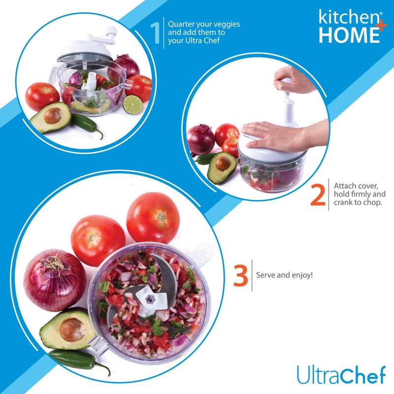 Ultra Chef Express Ultra Chef Express Food Chopper - 7 in 1 Chopper, Mixer, Blender, Whipper, Slicer, Shredder, Julienne and Juicer  - Image 2