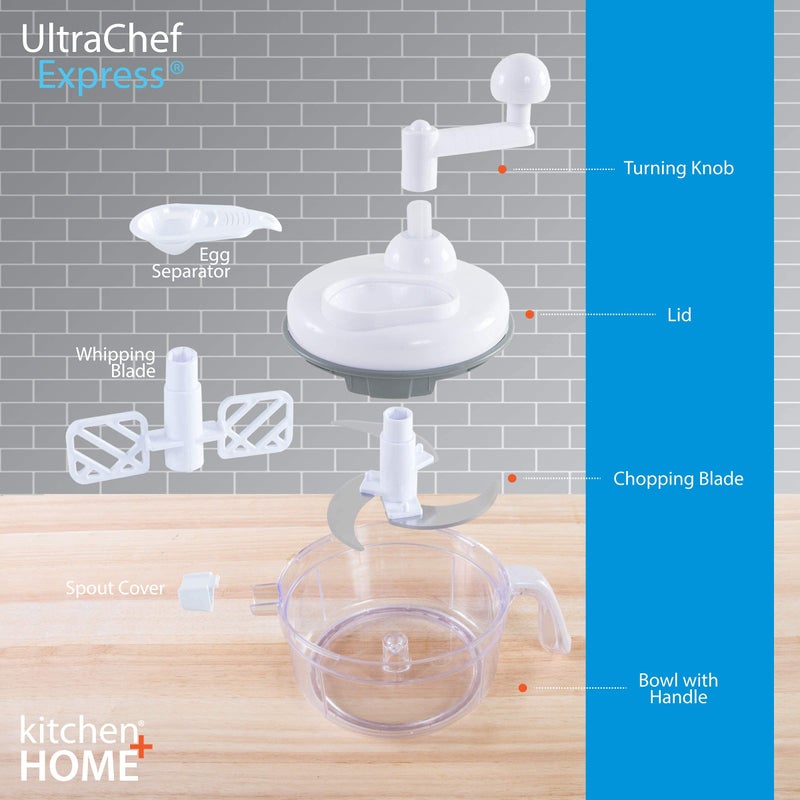 Ultra Chef Express Ultra Chef Express Food Chopper - 7 in 1 Chopper, Mixer, Blender, Whipper, Slicer, Shredder, Julienne and Juicer  - Image 5