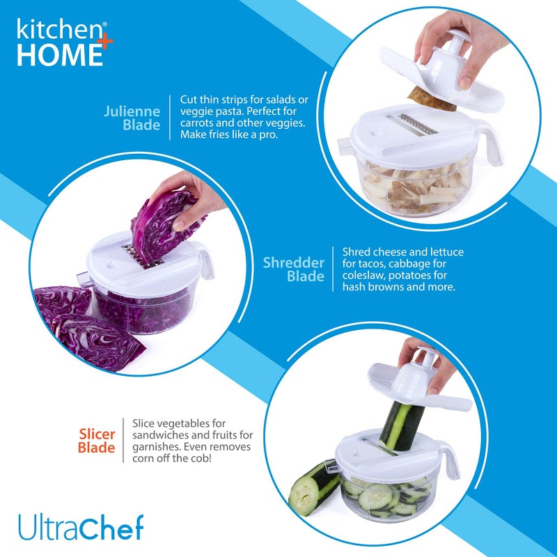 Ultra Chef Express Ultra Chef Express Food Chopper - 7 in 1 Chopper, Mixer, Blender, Whipper, Slicer, Shredder, Julienne and Juicer  - Image 4