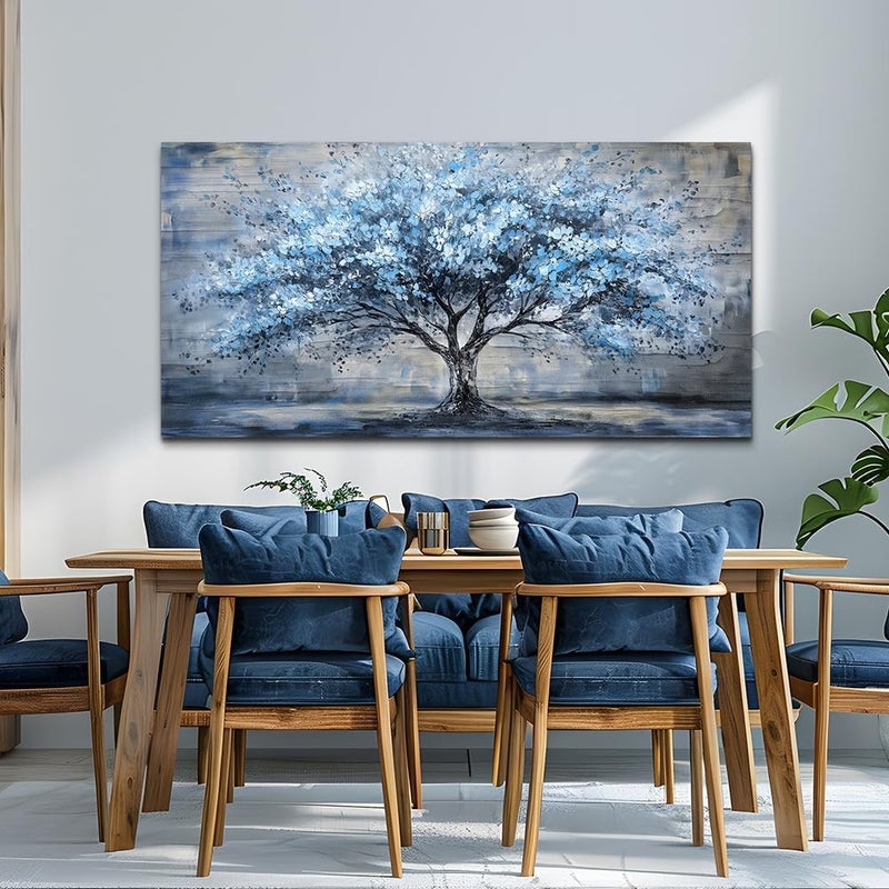 EMODA Blue Tree Canvas Wall Art 60x120 cm Framed – Nature Wall Art for Home | Large Framed Canvas Print for Living Room Bedroom Home Office Wall Decoration – Premium Quality Artwork for Modern Interior Styling - Image 4