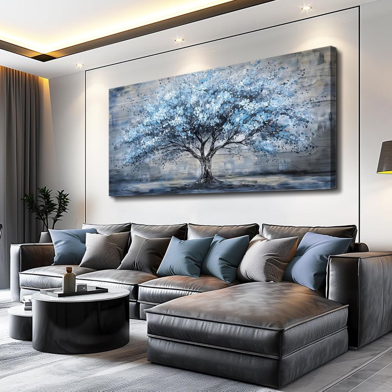 EMODA Blue Tree Canvas Wall Art 60x120 cm Framed – Nature Wall Art for Home | Large Framed Canvas Print for Living Room Bedroom Home Office Wall Decoration – Premium Quality Artwork for Modern Interior Styling - Image 2