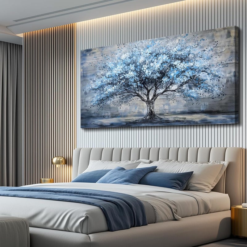 EMODA Blue Tree Canvas Wall Art 60x120 cm Framed – Nature Wall Art for Home | Large Framed Canvas Print for Living Room Bedroom Home Office Wall Decoration – Premium Quality Artwork for Modern Interior Styling - Image 5