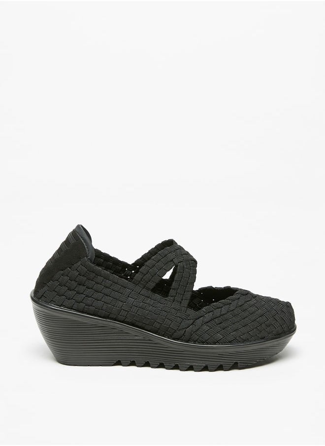 Flora Bella By Shoexpress - Women's Textured Slip-On Shoes with Wedge Heels - Image 1