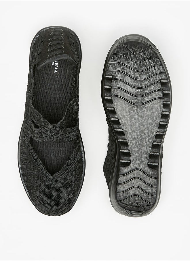 Flora Bella By Shoexpress - Women's Textured Slip-On Shoes with Wedge Heels - Image 1