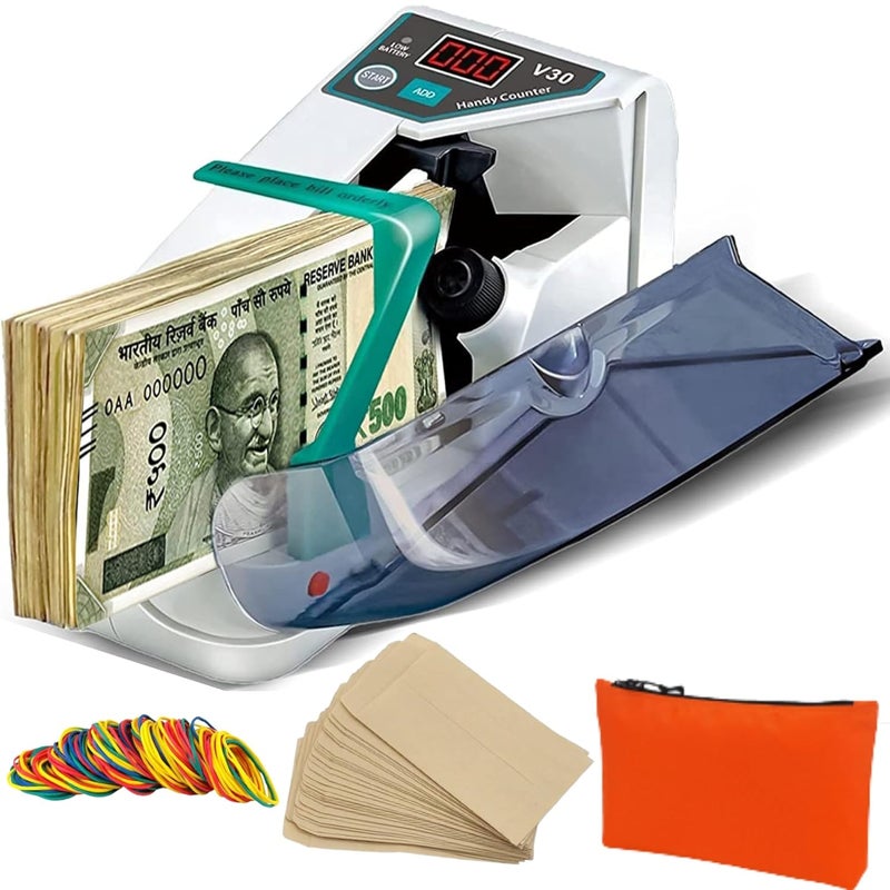 BRONTIX Portable Money Counting Machine Mini | LED Display Note Counting Machine Cash Counter Machine Mini with UV/WM Detection, Auto Shut-Off Currency Counting Machine for Home (Portable Bundle) - Image 1