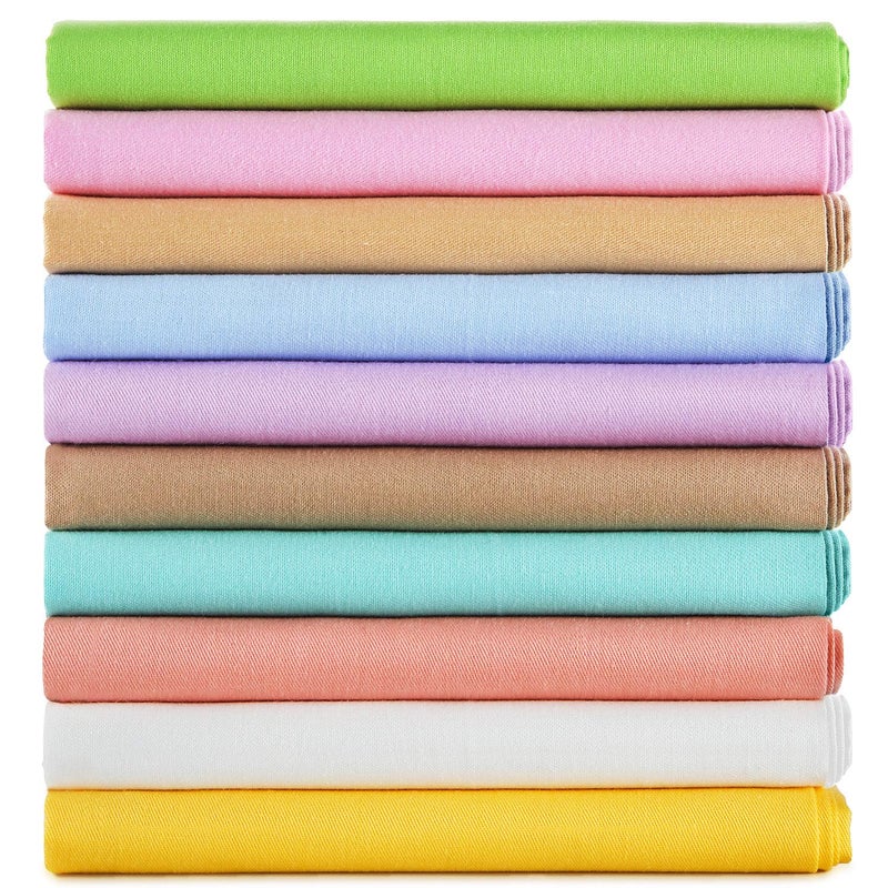Tatuo 10 Pcs 20 x 20 Inch Solid Cotton Fabric Bundles Candy Color Fabric Squares Precut Fat Square Sheets for Sewing Crafts Patchwork Quilting DIY Handmade Supplies - Image 1