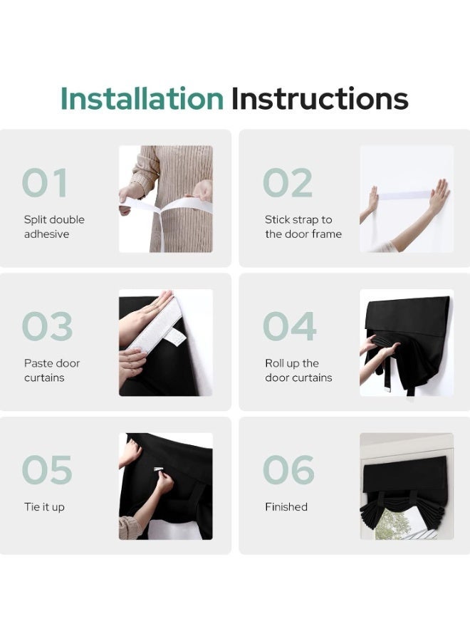 Y&D Light Grey French Door Blackout Curtain (1-Panel, 26×68in/66×172.7cm) - Thermal Insulated Tie-Up Shade, Privacy Room Darkening Curtain for Glass Door & Bedroom - Image 5