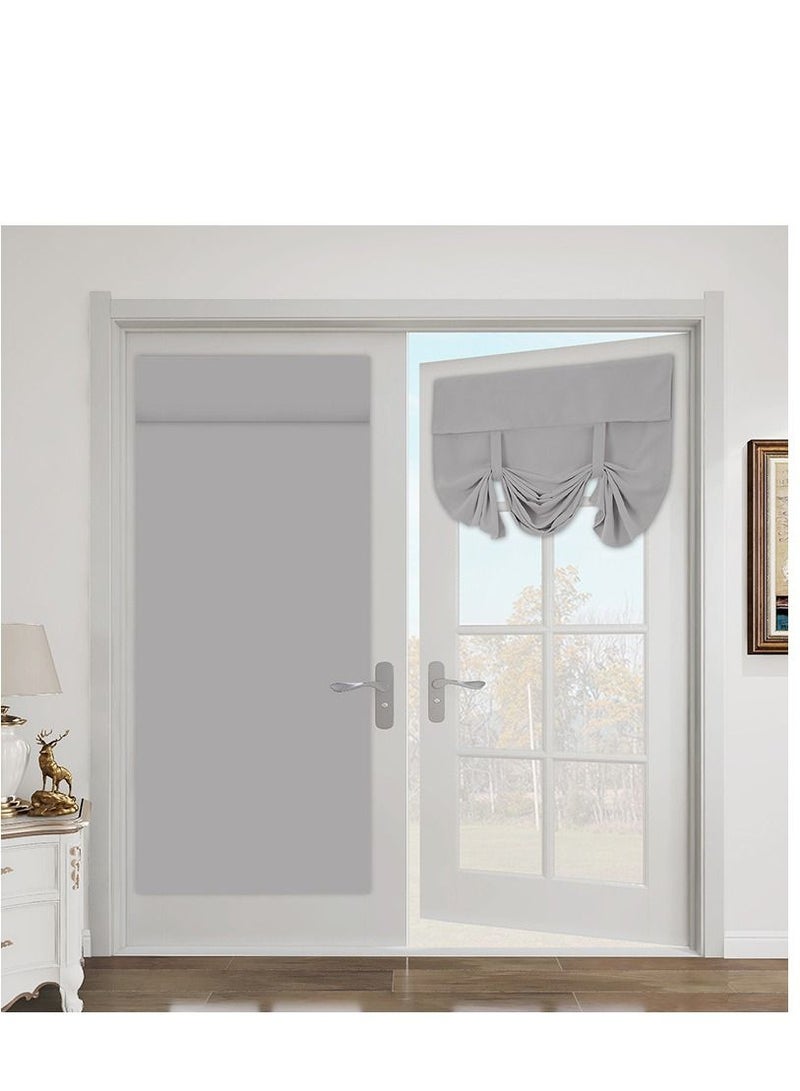 Y&D Light Grey French Door Blackout Curtain (1-Panel, 26×68in/66×172.7cm) - Thermal Insulated Tie-Up Shade, Privacy Room Darkening Curtain for Glass Door & Bedroom - Image 1