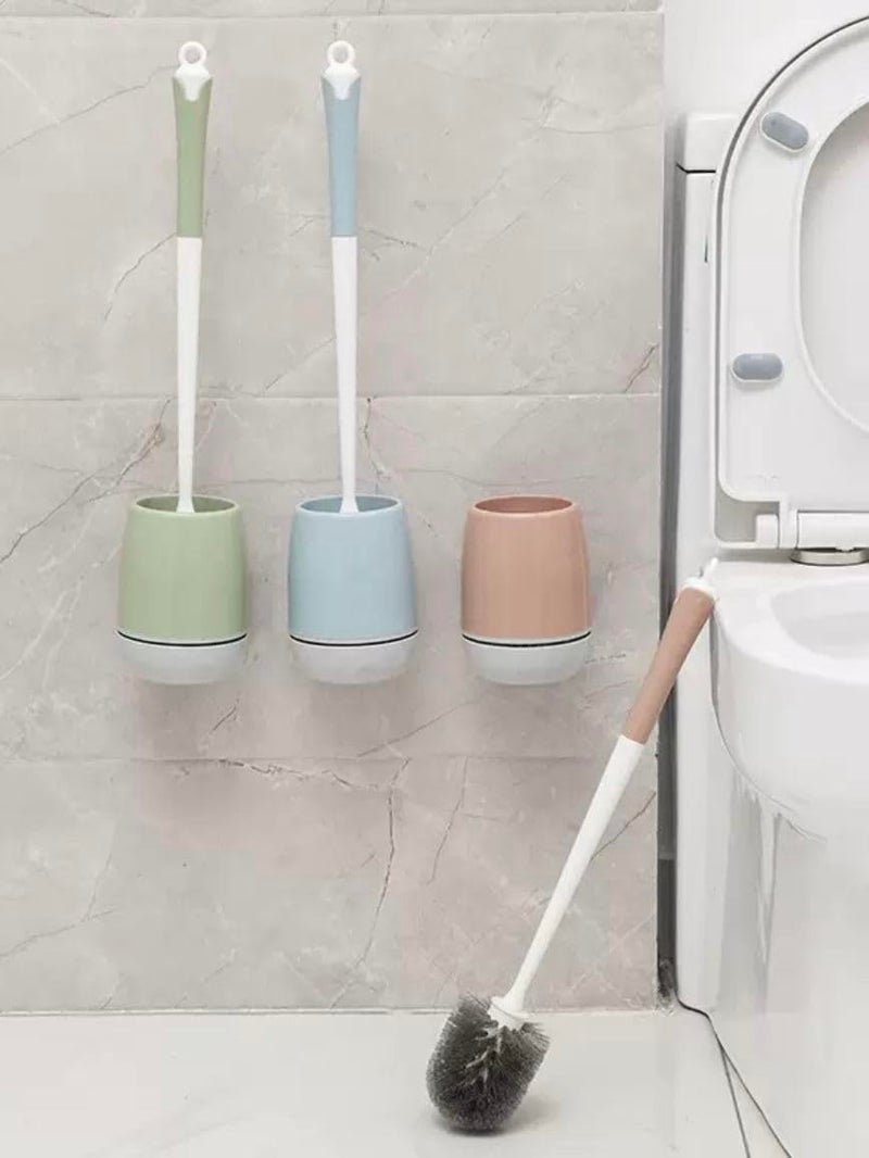 Home-Cloud HomeCloud Silicone Toilet Brush | Wall Mounted Toilet Cleaning Brushes |Brushes for Bathroom Cleaning Japanese Modern with Soft Bristle Can Also Be Wall Hanged.with Holder (Peach) - Image 2