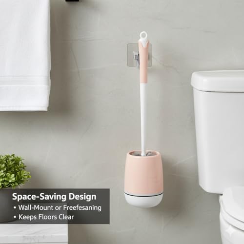 Home-Cloud HomeCloud Silicone Toilet Brush | Wall Mounted Toilet Cleaning Brushes |Brushes for Bathroom Cleaning Japanese Modern with Soft Bristle Can Also Be Wall Hanged.with Holder (Peach) - Image 3