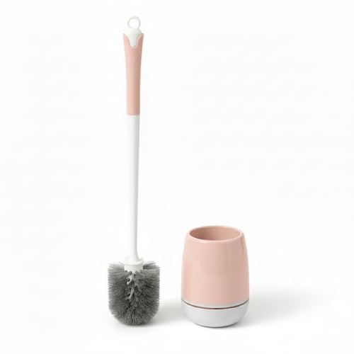 Home-Cloud HomeCloud Silicone Toilet Brush | Wall Mounted Toilet Cleaning Brushes |Brushes for Bathroom Cleaning Japanese Modern with Soft Bristle Can Also Be Wall Hanged.with Holder (Peach) - Image 5
