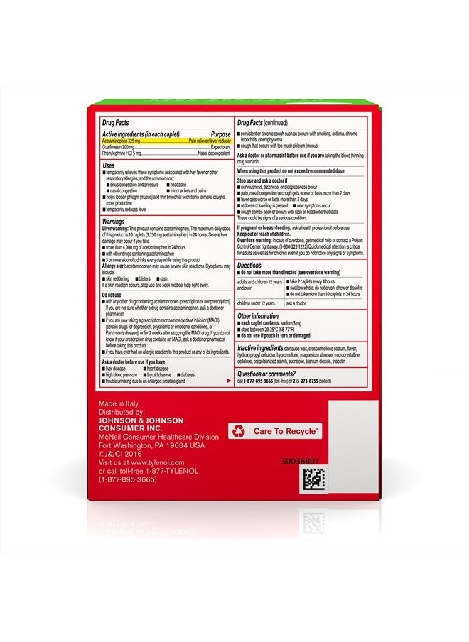TYLENOL - Sinus Severe Daytime Caplets for Pain & Congestion Relief, 50 Travel Packs of 2 ct - Image 1