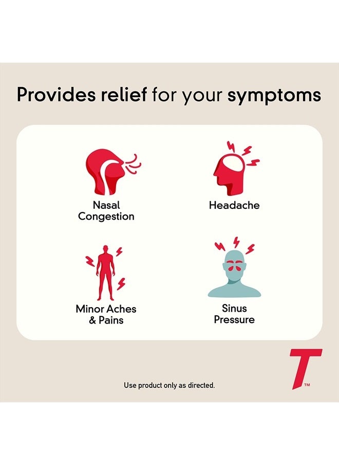 TYLENOL - Sinus Severe Daytime Caplets for Pain & Congestion Relief, 50 Travel Packs of 2 ct - Image 1