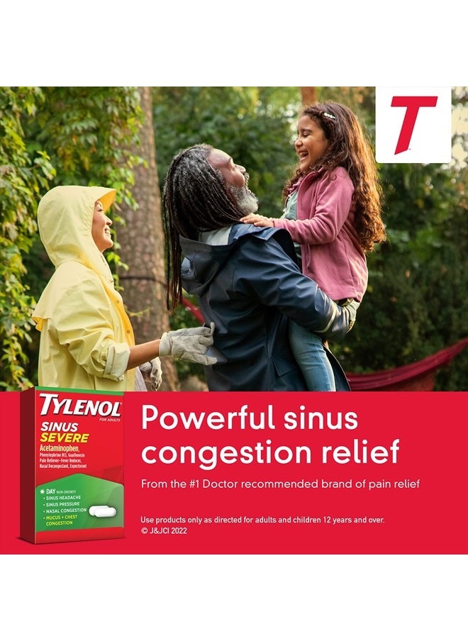TYLENOL - Sinus Severe Daytime Caplets for Pain & Congestion Relief, 50 Travel Packs of 2 ct - Image 1