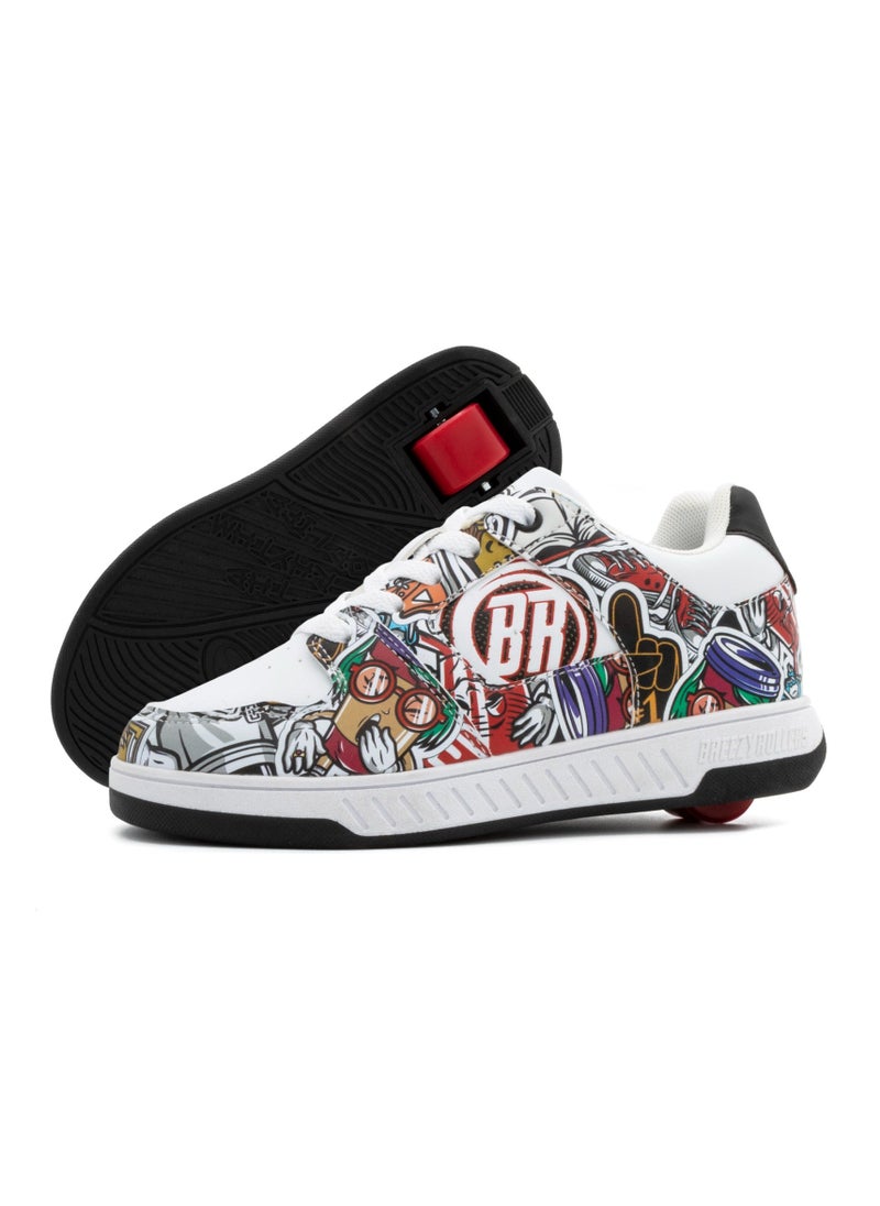 بريزيرولرز أحذية BREEZY ROLLERS بعجلات للأطفال، أحذية رياضية للتزلج على الجليد للأطفال، من أحذية الشوارع للأطفال إلى أحذية التزلج على الجليد في ثوانٍ قليلة، نظام النقر الحاصل على براءة اختراع، مدربون بعجلات للفتيات والفتيان - Image 1