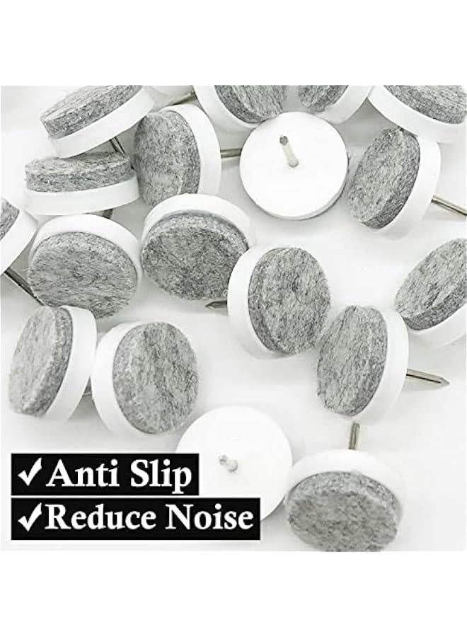 40pcs Round Heavy Duty Nail-on Felt Pad for Furniture Chair Table Leg Feet Floor Protectors Slide Smoothly (White, Pad Diameter 18mm) - Image 3