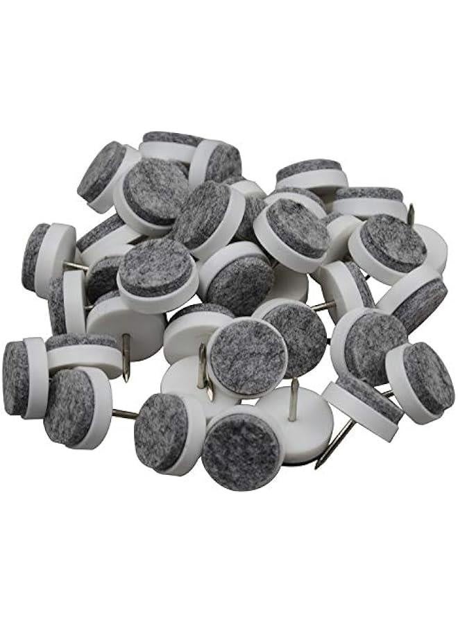 40pcs Round Heavy Duty Nail-on Felt Pad for Furniture Chair Table Leg Feet Floor Protectors Slide Smoothly (White, Pad Diameter 18mm) - Image 1