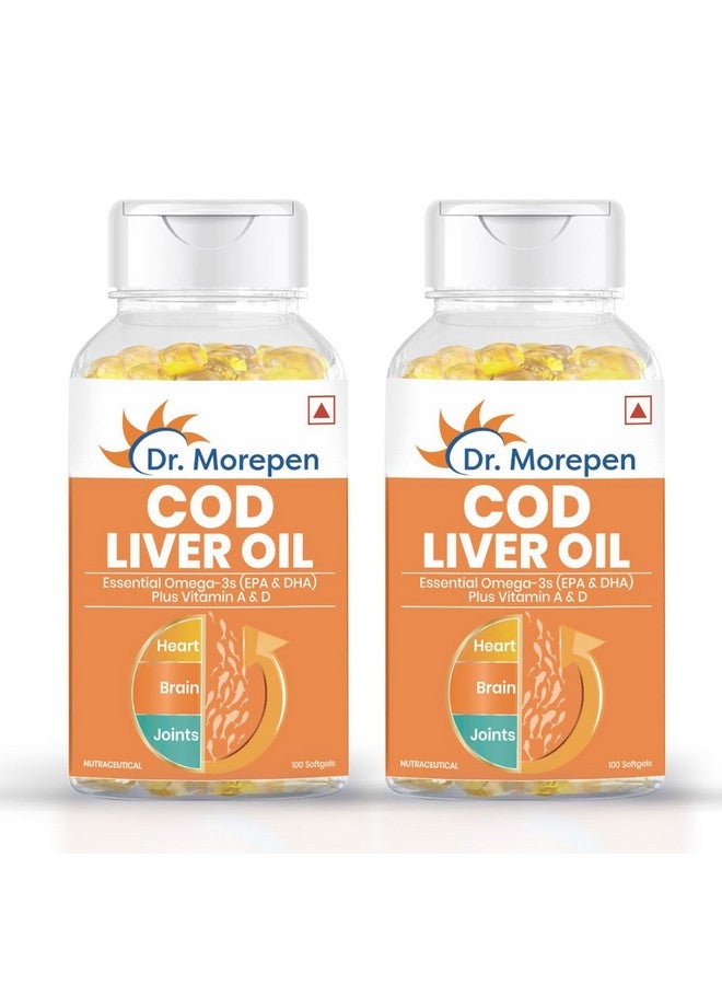 DR. MOREPEN COD Liver Oil Capsules Omega 3, Natural EPA & DHA | UltraPure & Finest COD Fish 200 Softgels (Pack of 2) - Image 1