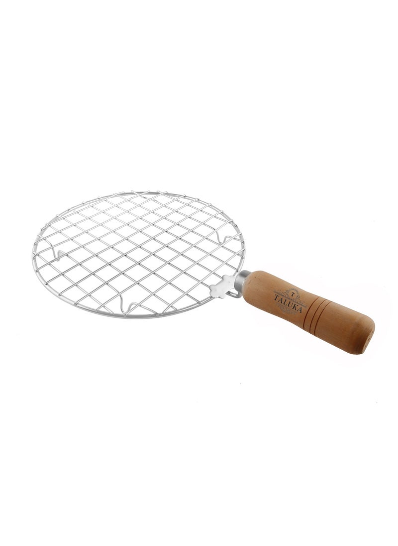Taluka Taluka Stainless Steel Round Wooden Handle Jali Papad Maker Roti Roaster Silver Diameter 76inch 
