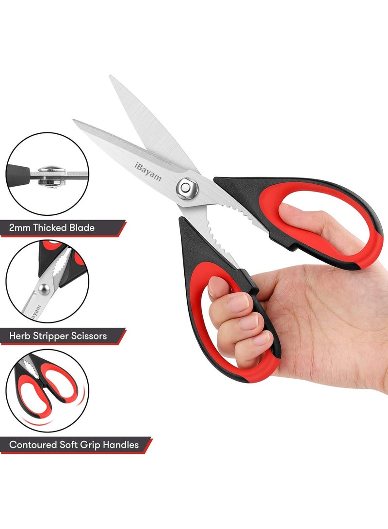 iBayam Kitchen Scissors All Purpose Heavy Duty, Kitchen Utensils Set, Stainless Steel Cooking Utensils Gadgets, Meat Poultry Food Shears Dishwasher Safe Utility Tools Home Gift, with Protective Sheath - Image 5