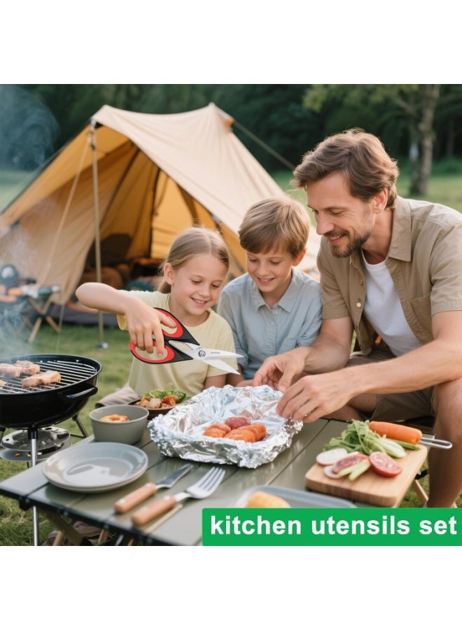 iBayam Kitchen Scissors All Purpose Heavy Duty, Kitchen Utensils Set, Stainless Steel Cooking Utensils Gadgets, Meat Poultry Food Shears Dishwasher Safe Utility Tools Home Gift, with Protective Sheath - Image 3