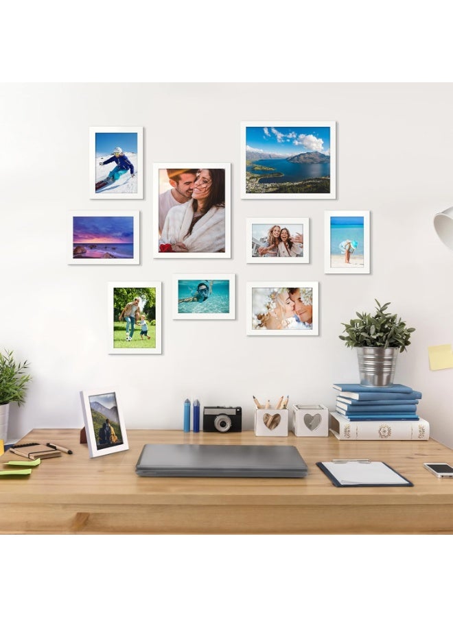 Bukela 10 Pack Picture Frames Collage Wall Decor for Mounting or Tabletop Display, Photo Gallery Frame Set for Family, Multi Sizes Including 8x10, 5x7, 4x6, White - Image 4