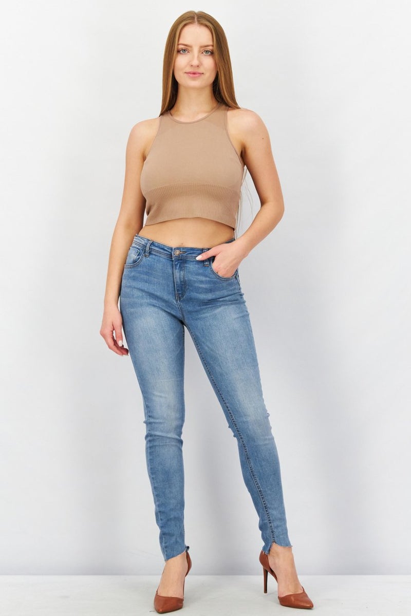 Reserved Women Slim Fit Solid Denim Jeans, Blue - Image 4