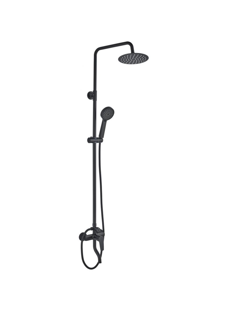 DANUBE HOME Milano Plus Bayz Plus Bath Shower Mixer Complete Set – Modern Wall-Mounted Bathroom Faucet with Hand Shower Durable Metal Construction & Matte Black Finish Black - Image 1