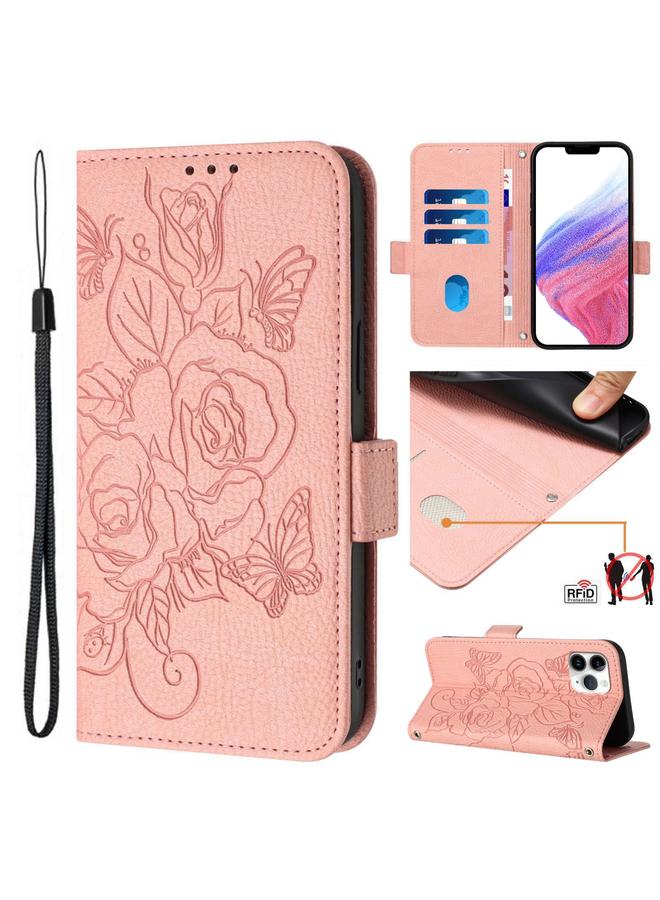 Zaboon Case For iPhone 11 Pro Embossed Rose RFID Anti-theft Leather Phone Case - Image 1