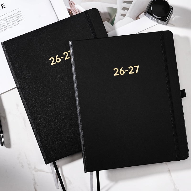 Vondafe Planner 2026-2027 - Academic Planner 2026-2027, July 2026 - June 2027, 8'' x 10'', 26-27 Planner Weekly and Monthly, 26-27 Calendar Planners with Pen Holder, Elastic Closure, Leather Hardcover - Black - Image 2