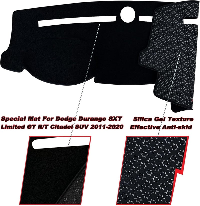 KEEGTBOX غطاء لوحة القيادة الداخلية وسادة واقية متوافق مع دودج دورانجو SXT وLimited وGT وR/T وCitadel SUV 2011-2020 غطاء لوحة القيادة وسادة واقية من السجاد - Image 2