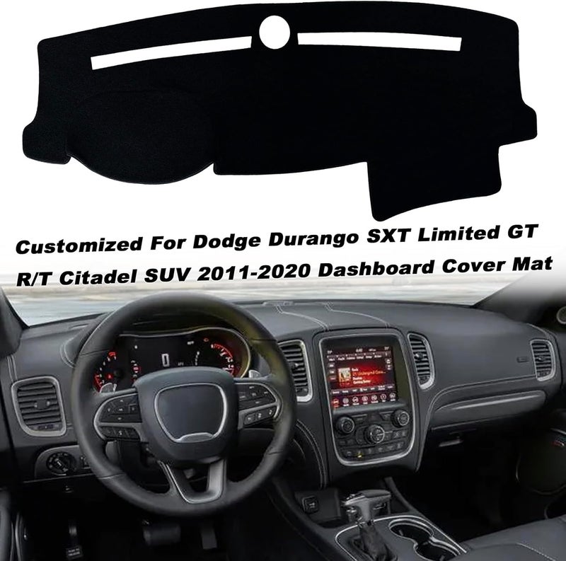 KEEGTBOX غطاء لوحة القيادة الداخلية وسادة واقية متوافق مع دودج دورانجو SXT وLimited وGT وR/T وCitadel SUV 2011-2020 غطاء لوحة القيادة وسادة واقية من السجاد - Image 3