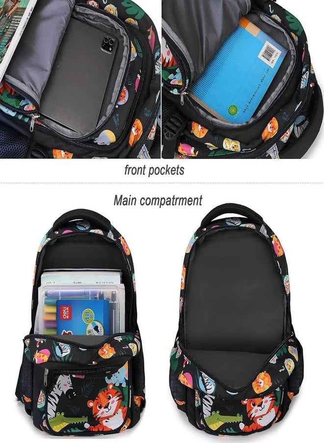 فرانتك حقيبة ظهر مدرسية مقاومة للماء من البوليستر سعة 26 لترًا مع 4 جيوب وحقيبة أقلام/أدوات مكتبية، حقيبة مدرسية من الصف الأول إلى الثامن، حقيبة ظهر يومية، حقيبة نزهة للأولاد والبنات في المدرسة (RR_Full_Blue_Jurassic_24_A) - Image 5