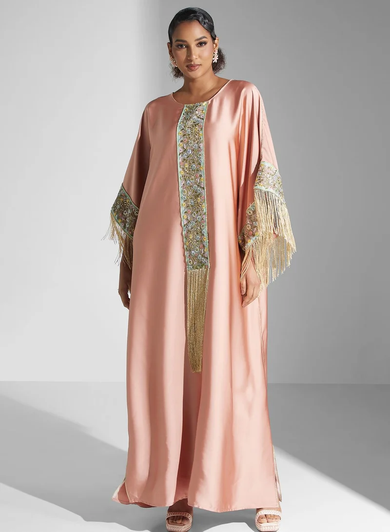Yaser albik Fringe Embroidered Jalabiya
